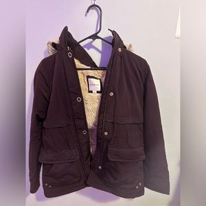 small purple Croft&Barrow winter coat removable hood faux fur lining